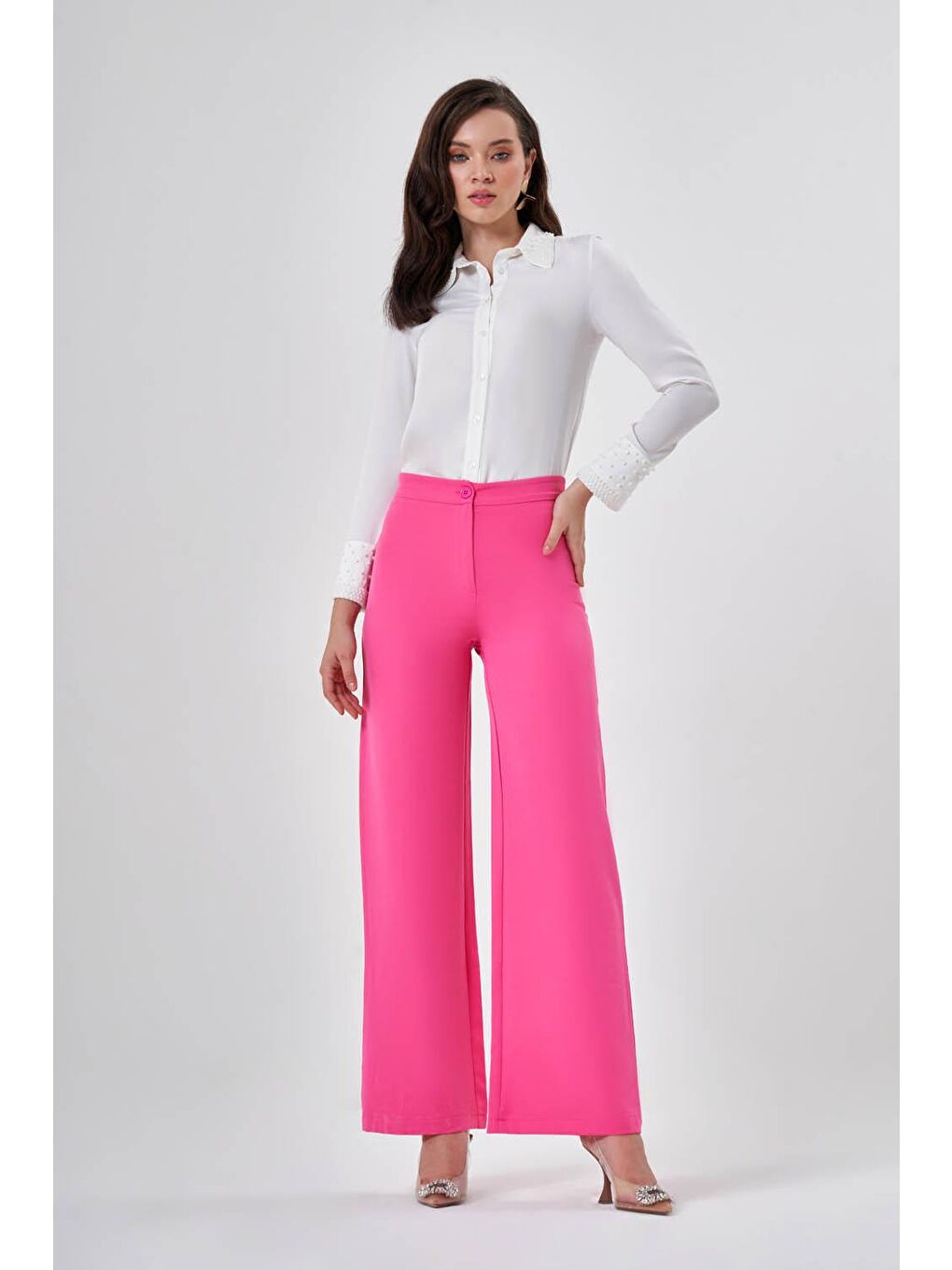 Double Bol Paça Fuşya Pantolon-1