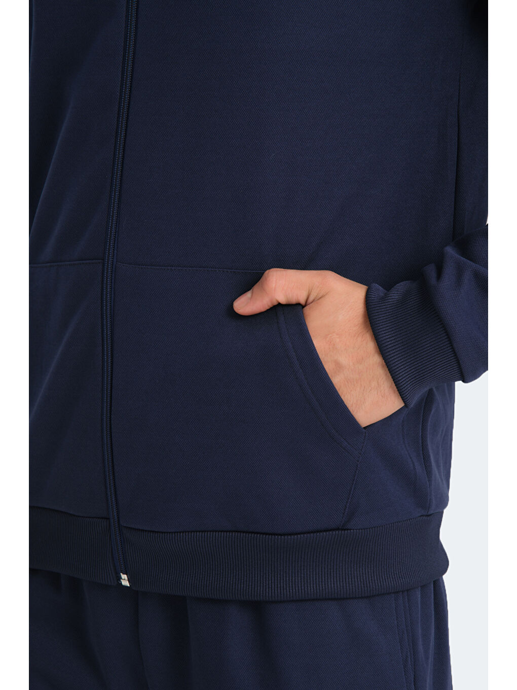 RICH Erkek Fermuarlı Kapüşonlu Cepli Lacivert Eşofman Takımı-4