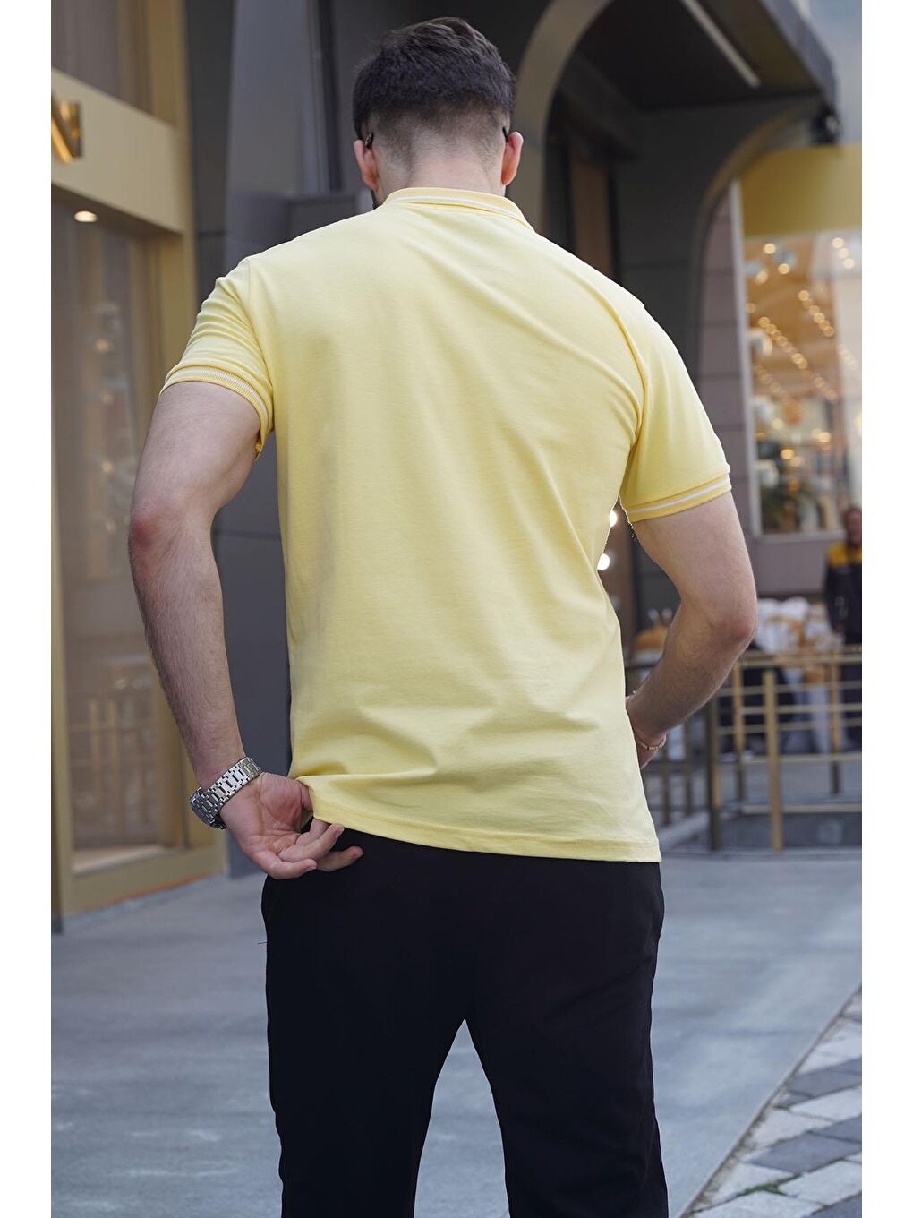 Sarı Polo Yaka Erkek Tişört 6113-1