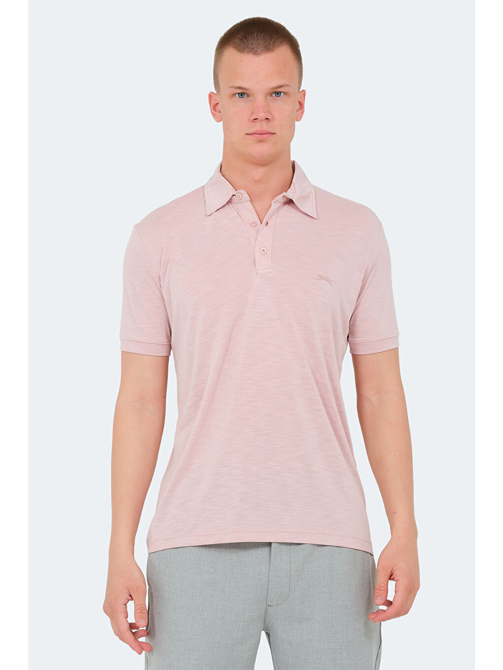 Pembe Polo Yaka Kısa Kollu Erkek Tişört