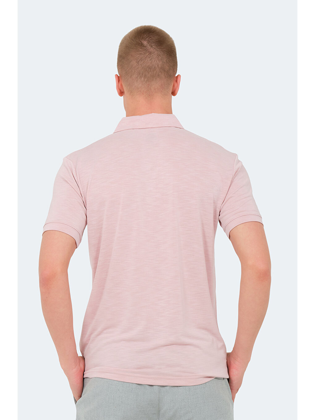 Pembe Polo Yaka Kısa Kollu Erkek Tişört-1