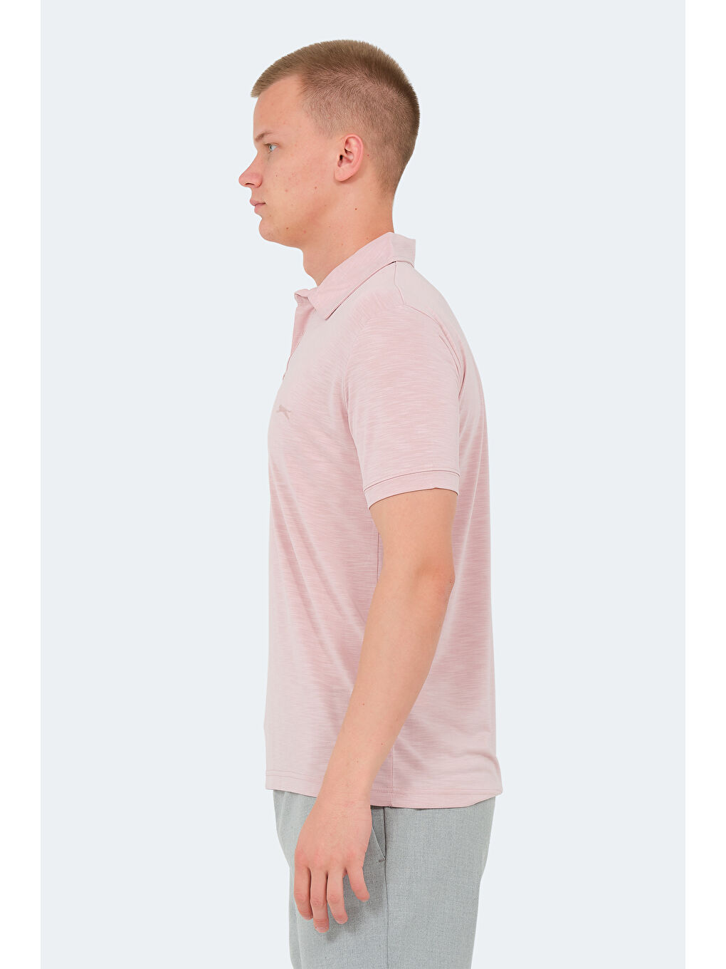 Pembe Polo Yaka Kısa Kollu Erkek Tişört-2