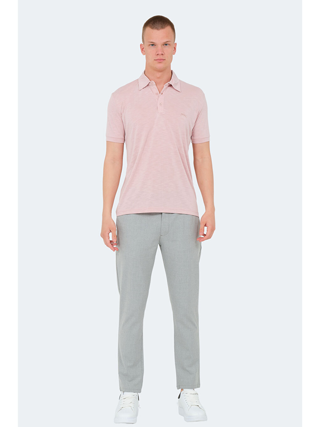 Pembe Polo Yaka Kısa Kollu Erkek Tişört-6