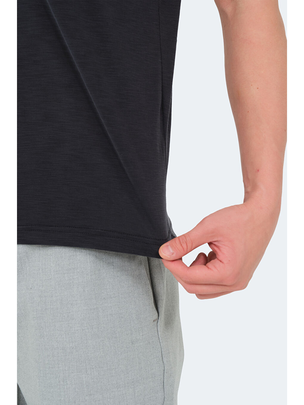 Gri Polo Yaka Kısa Kollu Erkek Tişört-5