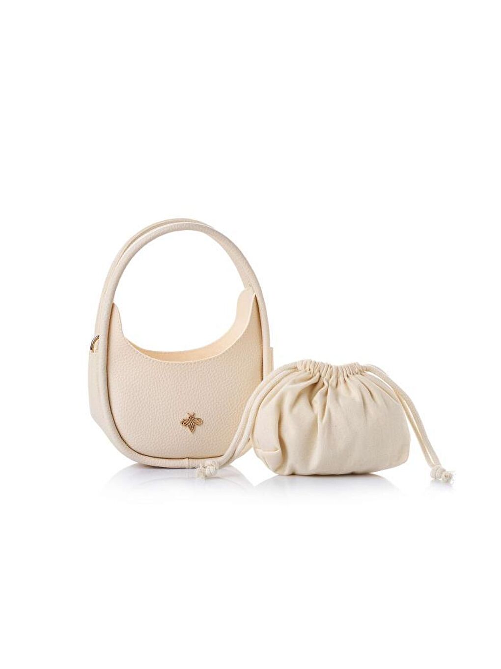 Ekru Kadın Çapraz Askılı El ve Omuz Çantası-5