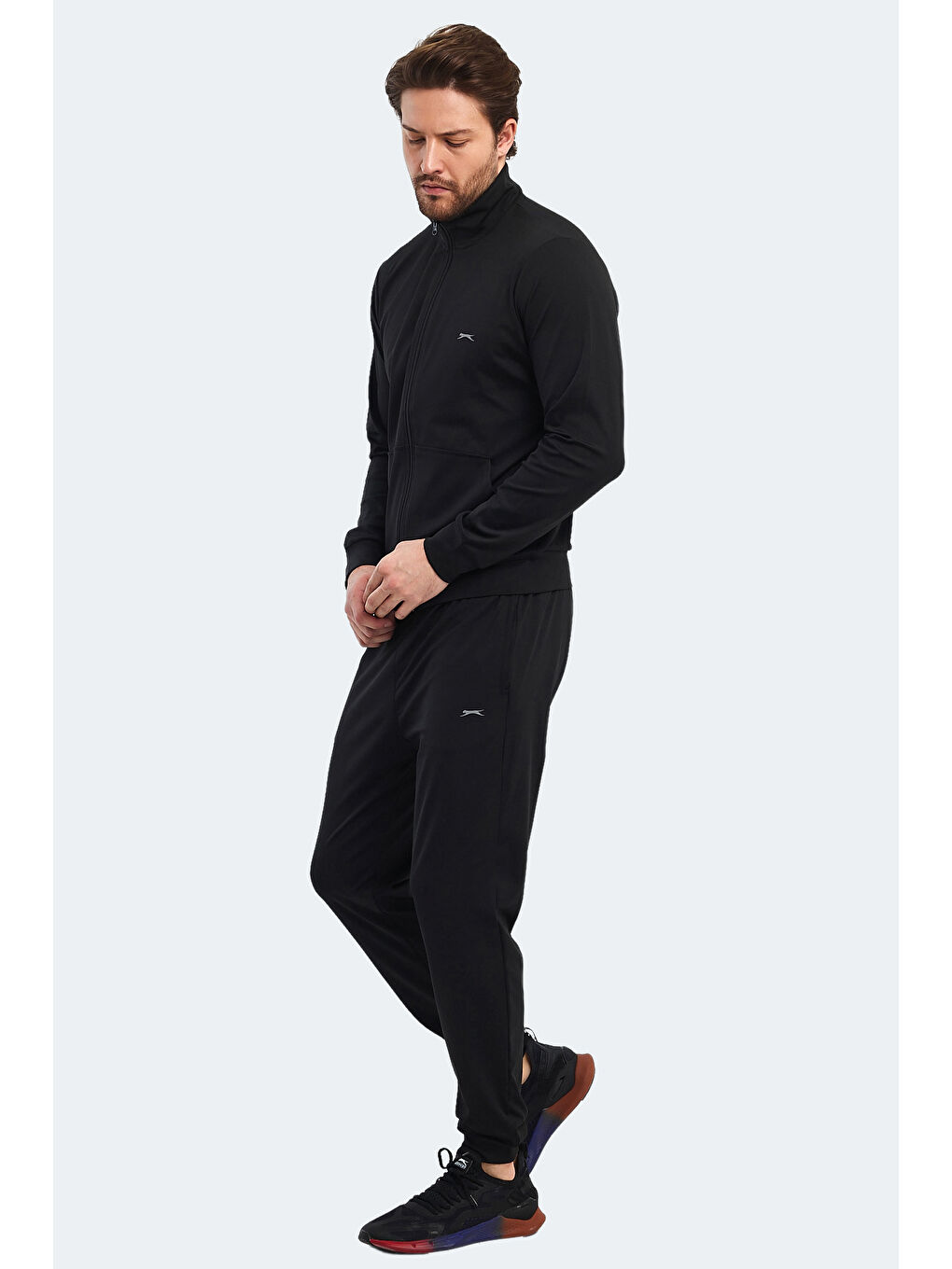 Siyah Fermuarlı Uzun Kollu Erkek Eşofman Takımı-2