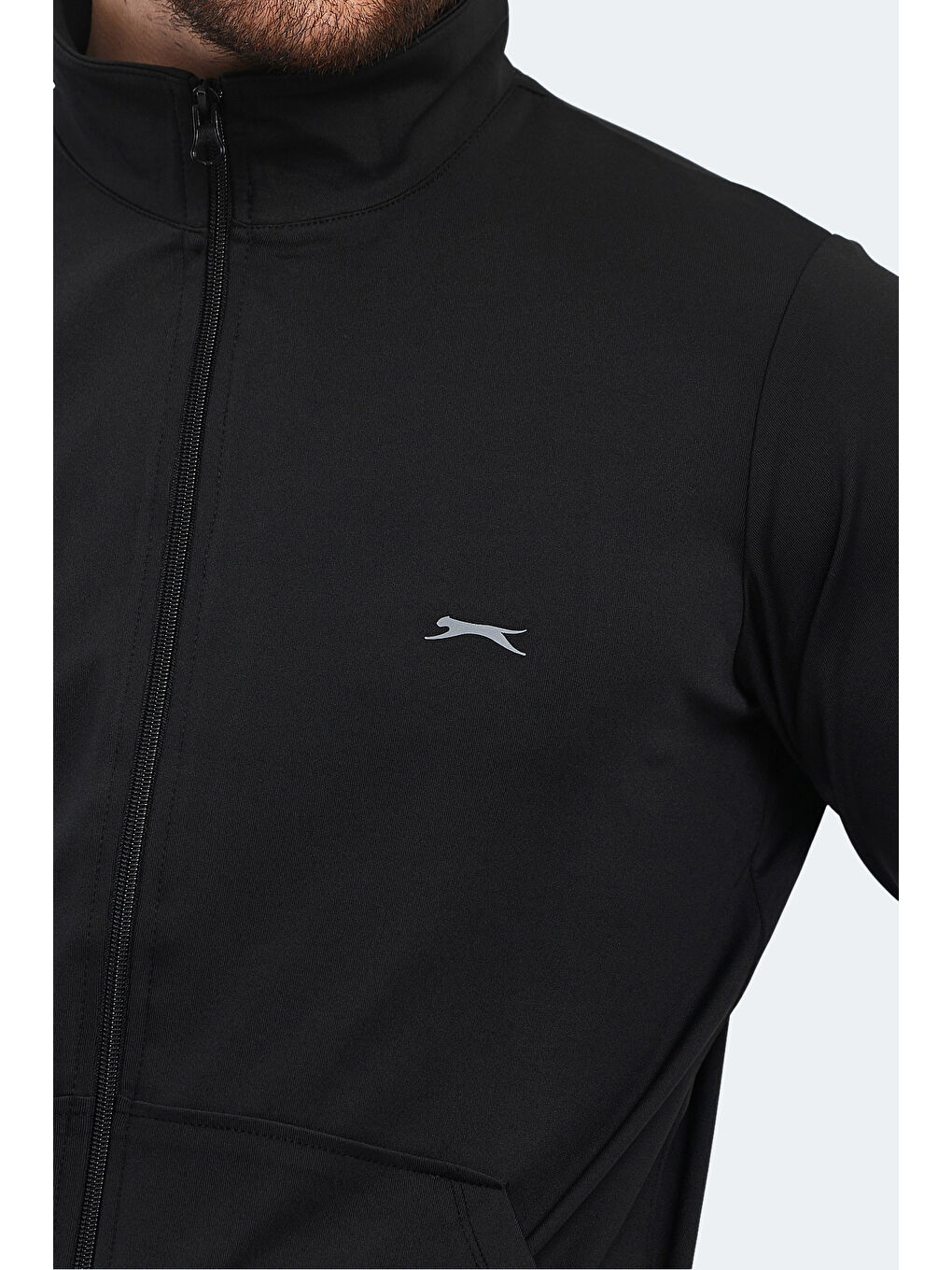 Siyah Fermuarlı Uzun Kollu Erkek Eşofman Takımı-3