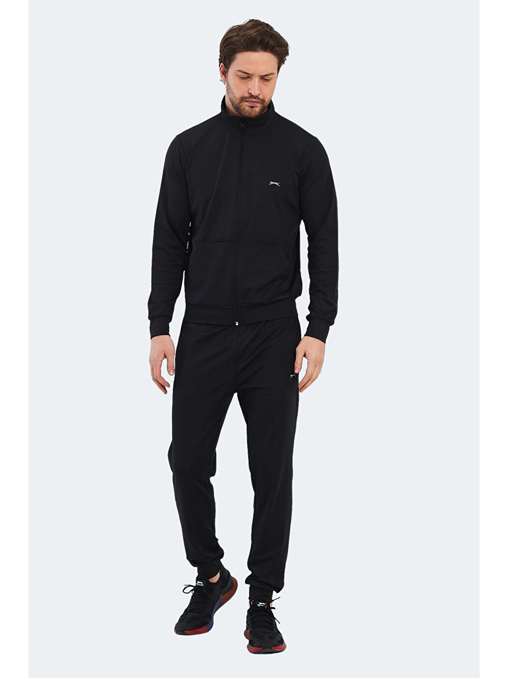Siyah Fermuarlı Uzun Kollu Erkek Eşofman Takımı-6