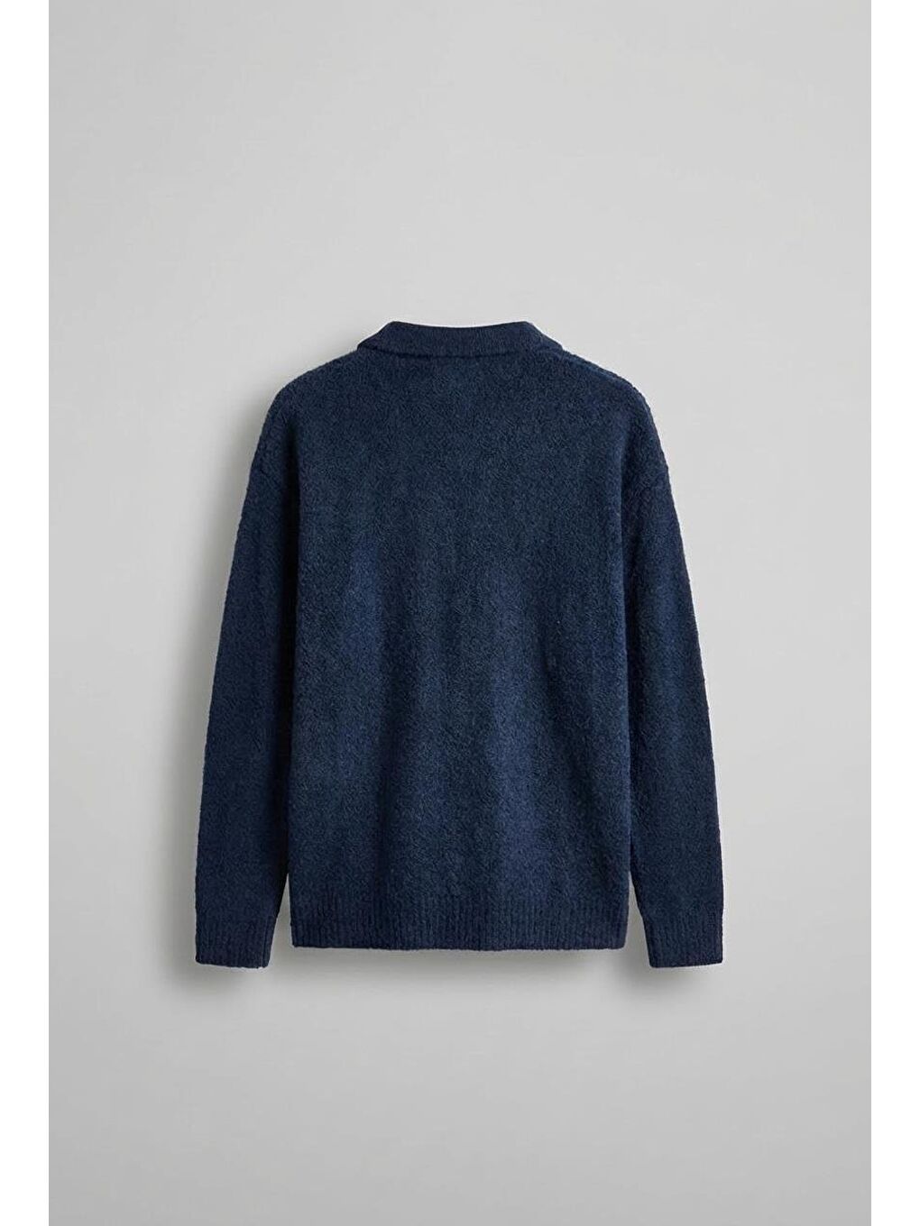 Erkek Polo Yaka Yumuşak Dokulu Oversize Kazak Lacivert-1