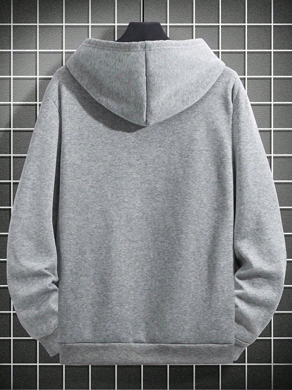 Unisex Erkek Newyork Özel Baskı Pamuklu Oversize Kapüşonlu Sweatshirt Gri-1