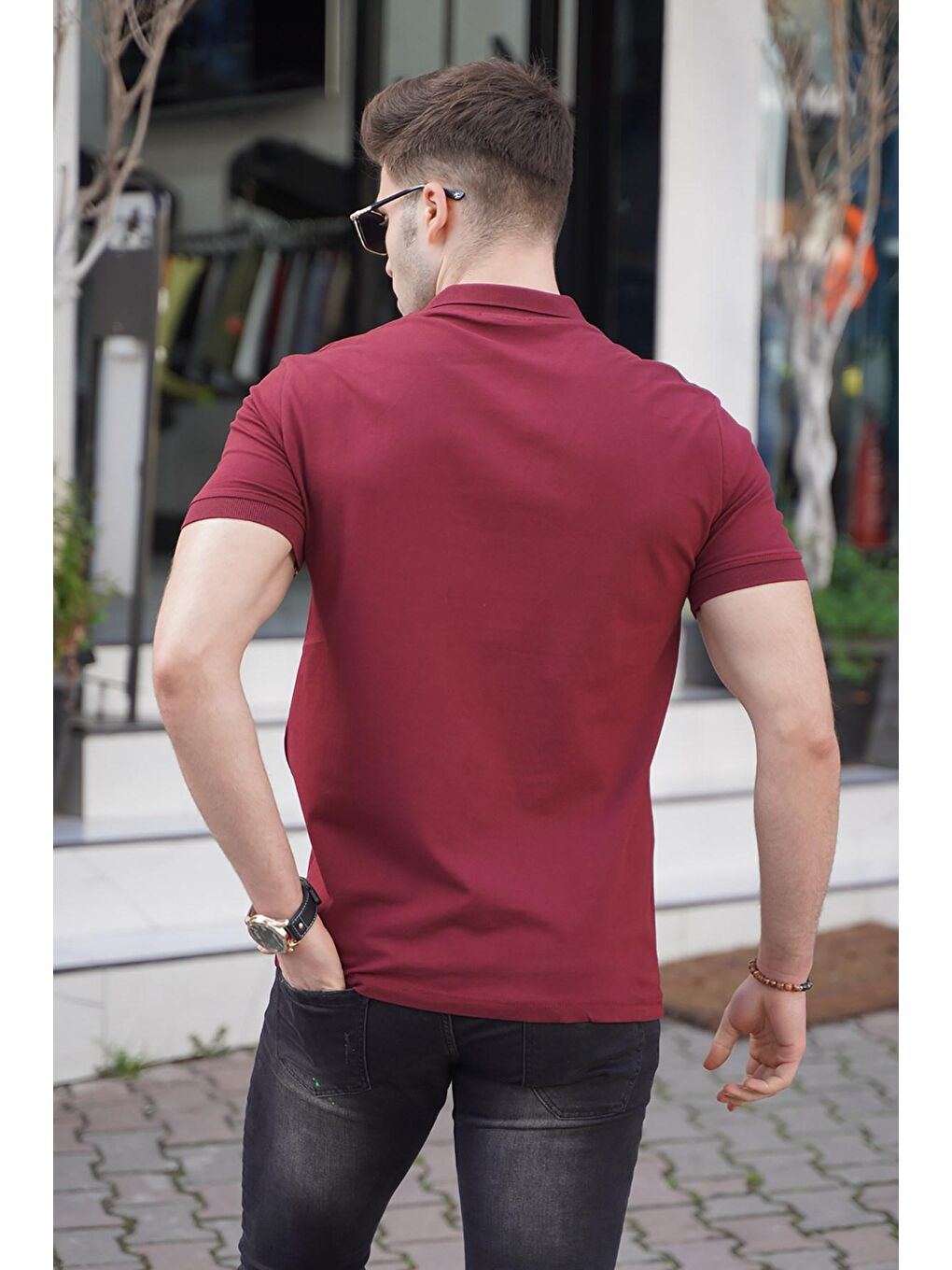 Bordo Polo Yaka Erkek Triko Tişört 5212-1
