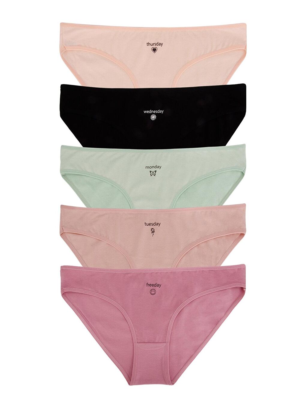 Karışık Kadın Pamuklu Likralı Külot 5'Li Paket