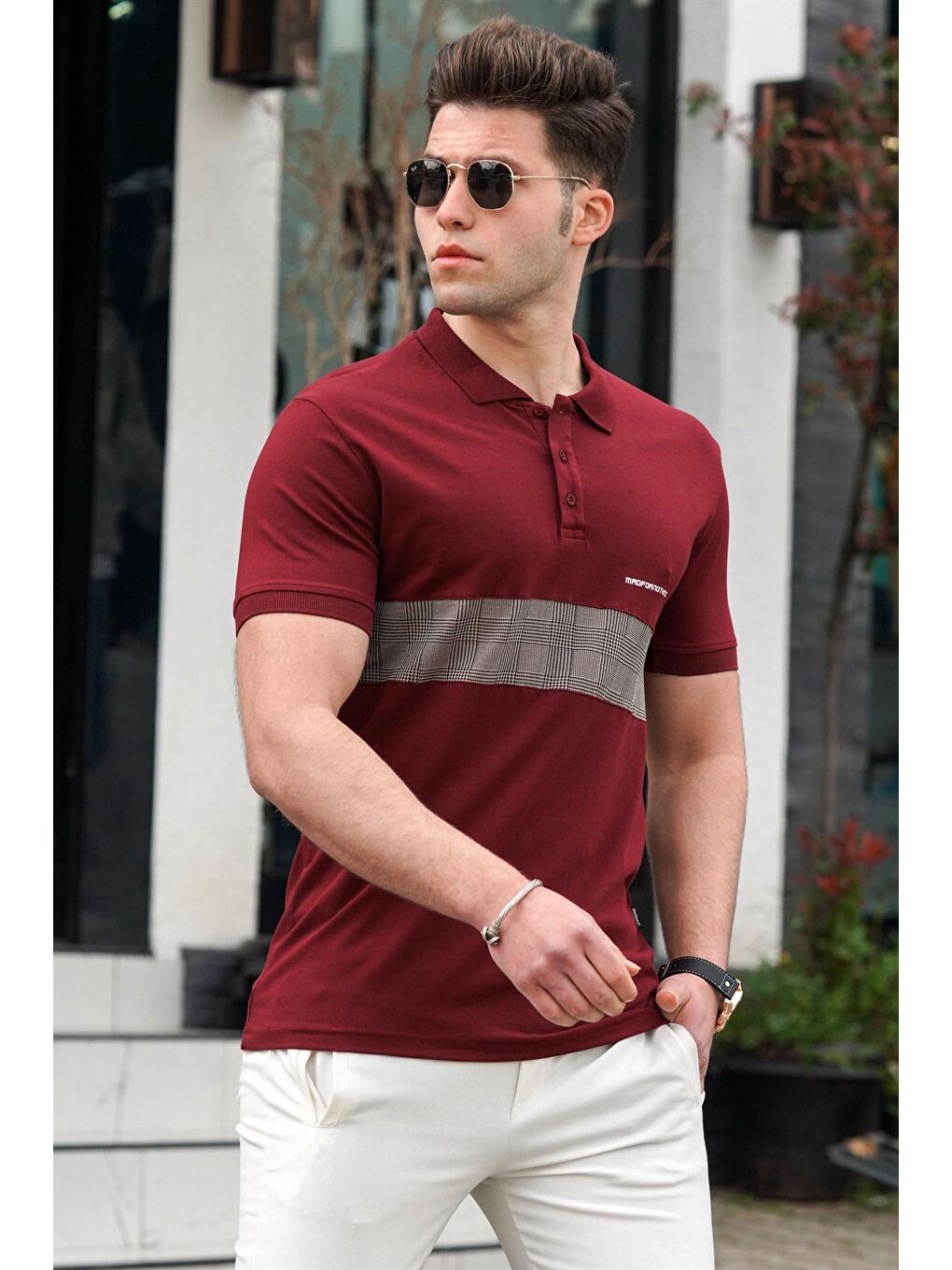 Bordo Polo Yaka Erkek Triko Tişört 5212-2