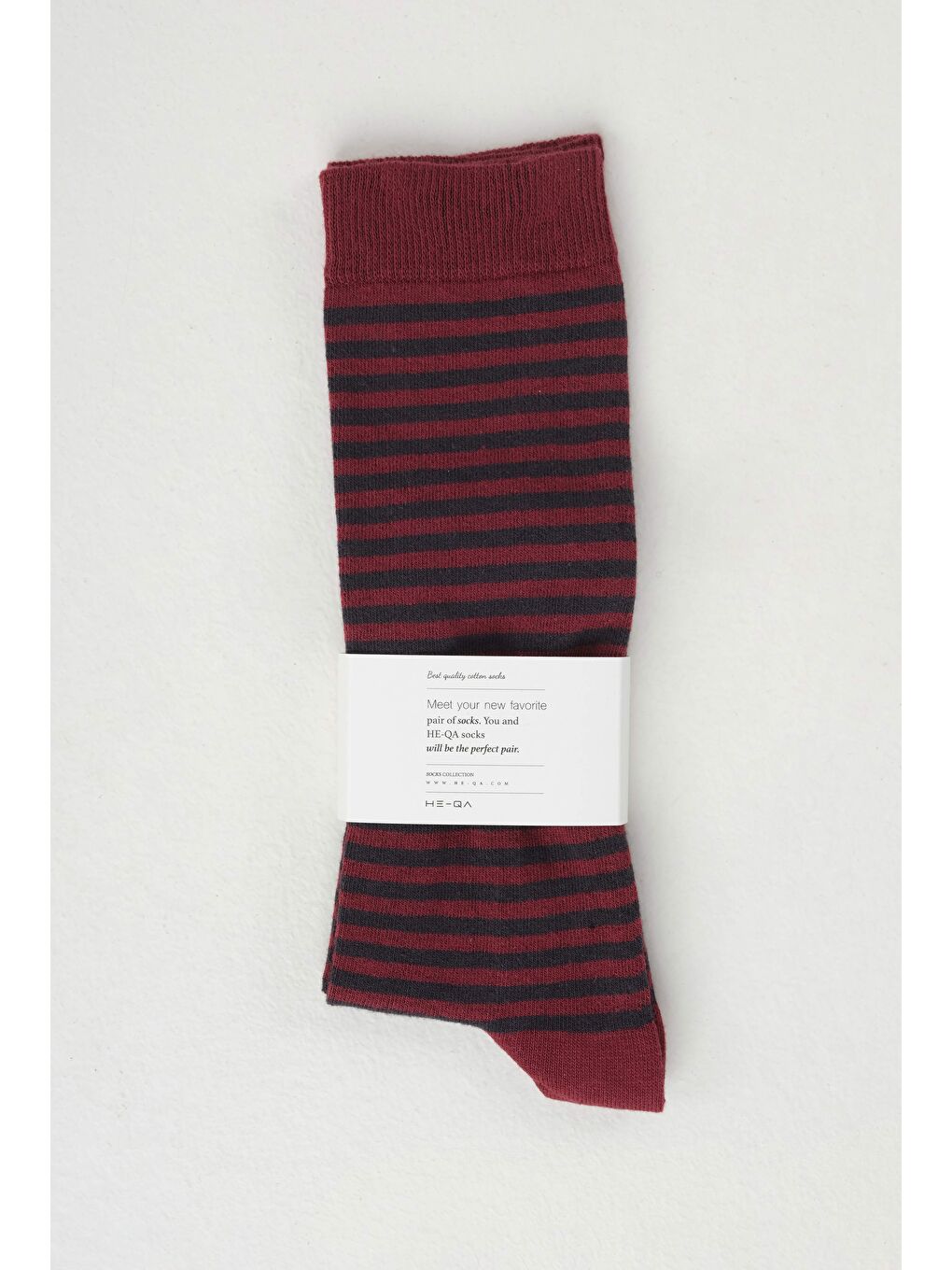 Çizgili Diz Altı Çorap Gri-Bordo-1