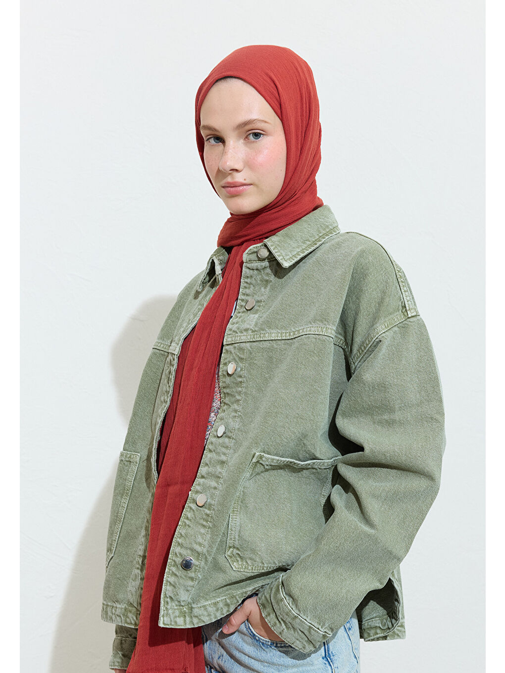 Mercan Cream Brulee Pamuklu Keten Şal-1