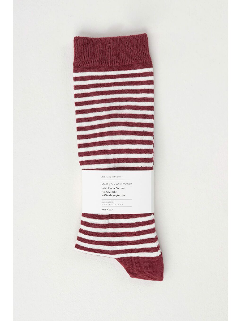 Çizgili Diz Altı Çorap Bordo-Beyaz-1