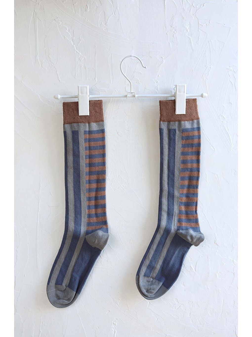 Gri Desenli Diz Altı Çorap Duman-1