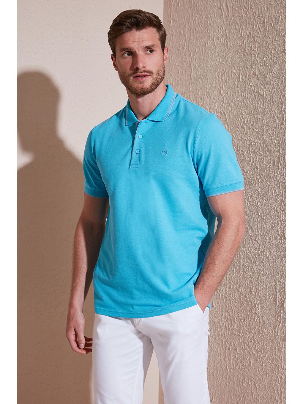 Buratti Turkuaz % 100 Pamuk Düğmeli Slim Fit Polo Yaka T Shirt Erkek POLO YAKA T SHİRT 5902118 - 1