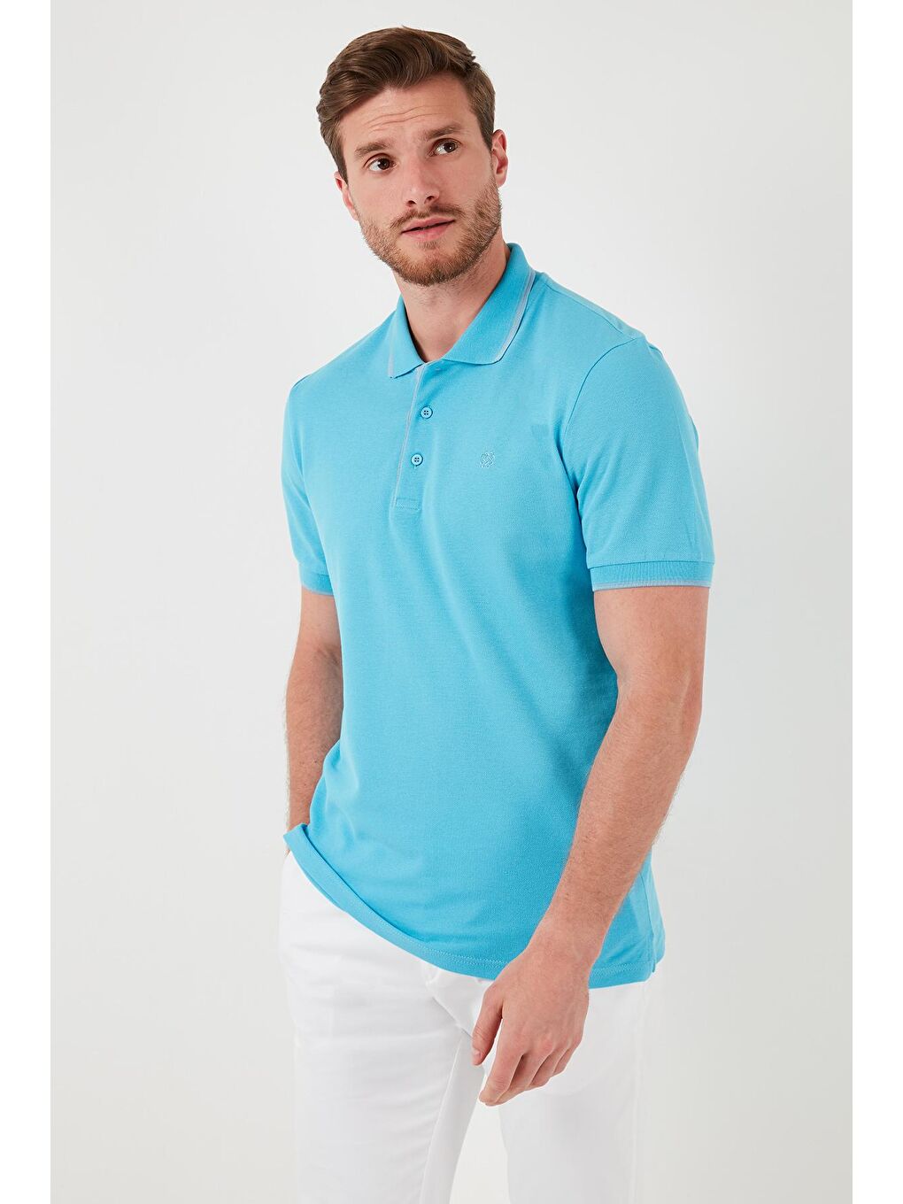 Buratti Turkuaz % 100 Pamuk Düğmeli Slim Fit Polo Yaka T Shirt Erkek POLO YAKA T SHİRT 5902118 - 3