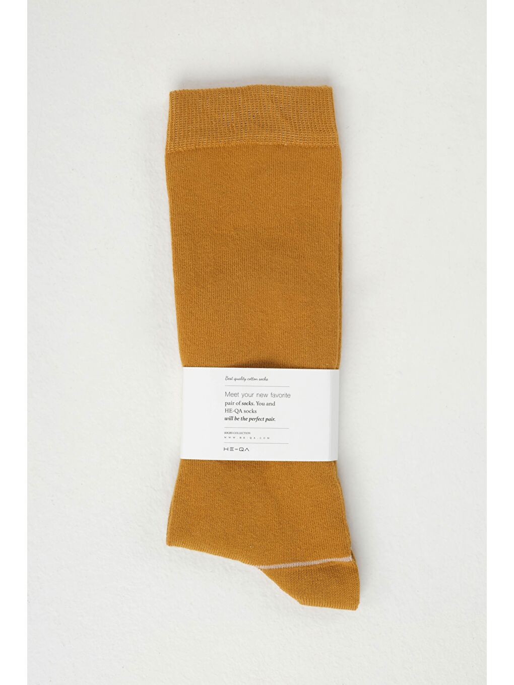 Sarı Çizgi Detaylı Diz Altı Çorap Hardal-1