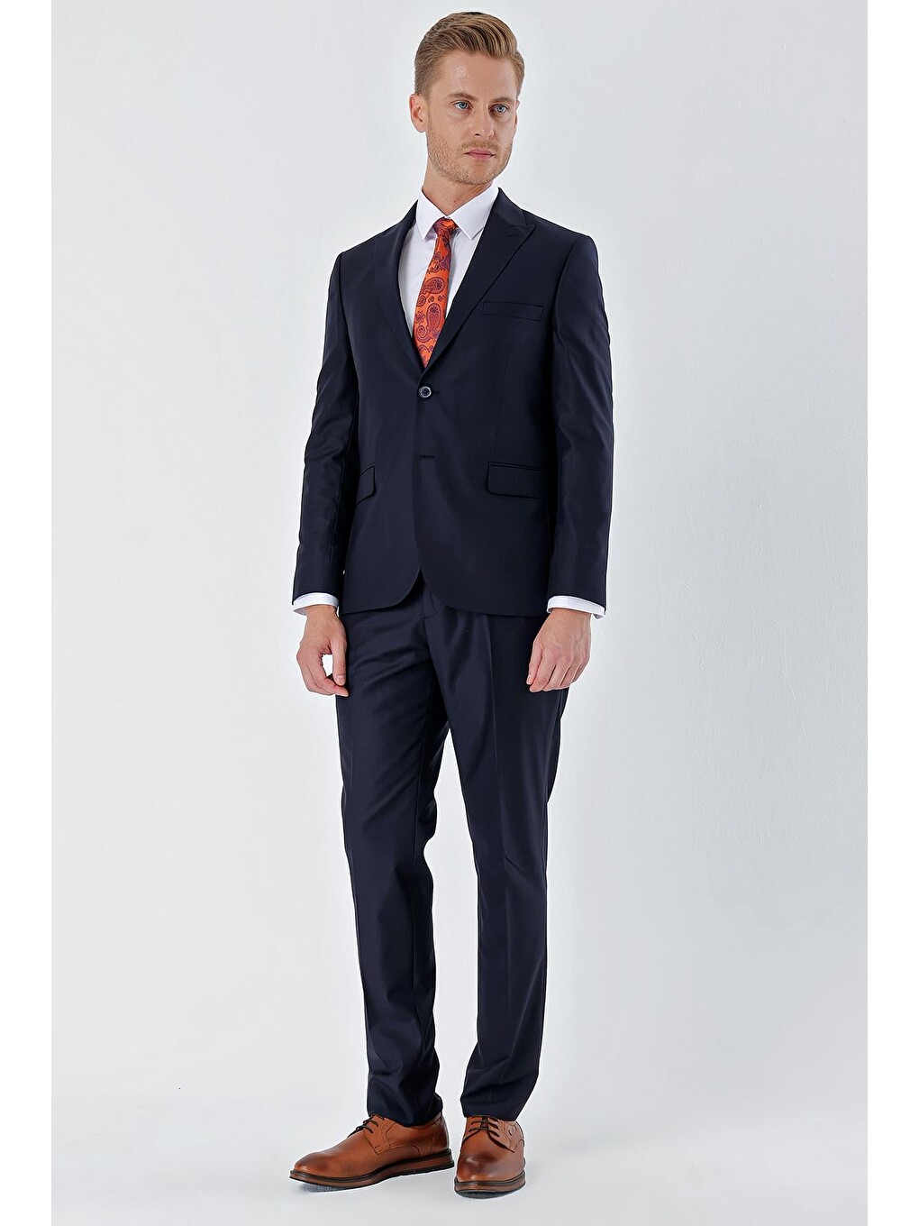 Lacivert Gabardin Kırlangıç Yaka 6 Drop Slim Fit Dar Kesim Basic Takım Elbise 1001240011-3