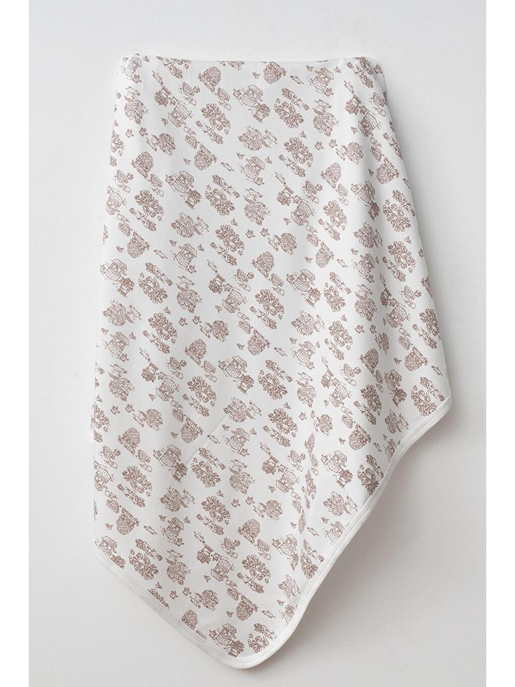 Ekru Çitflik Emprime İnterlok Battaniye 5006