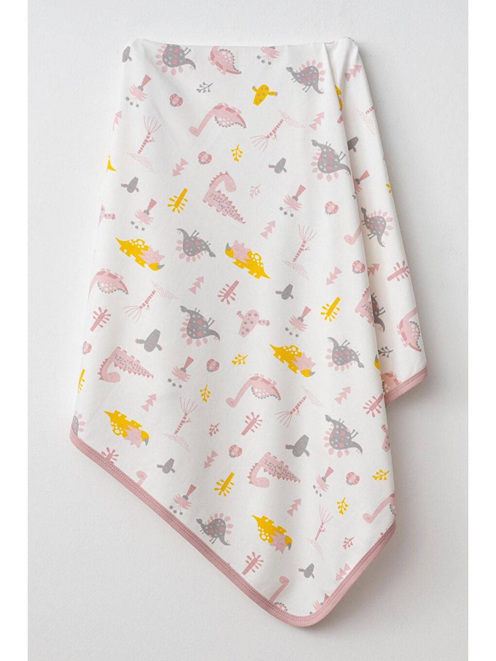 Pembe Dinozor Desenli İnterlok Battaniye 5004