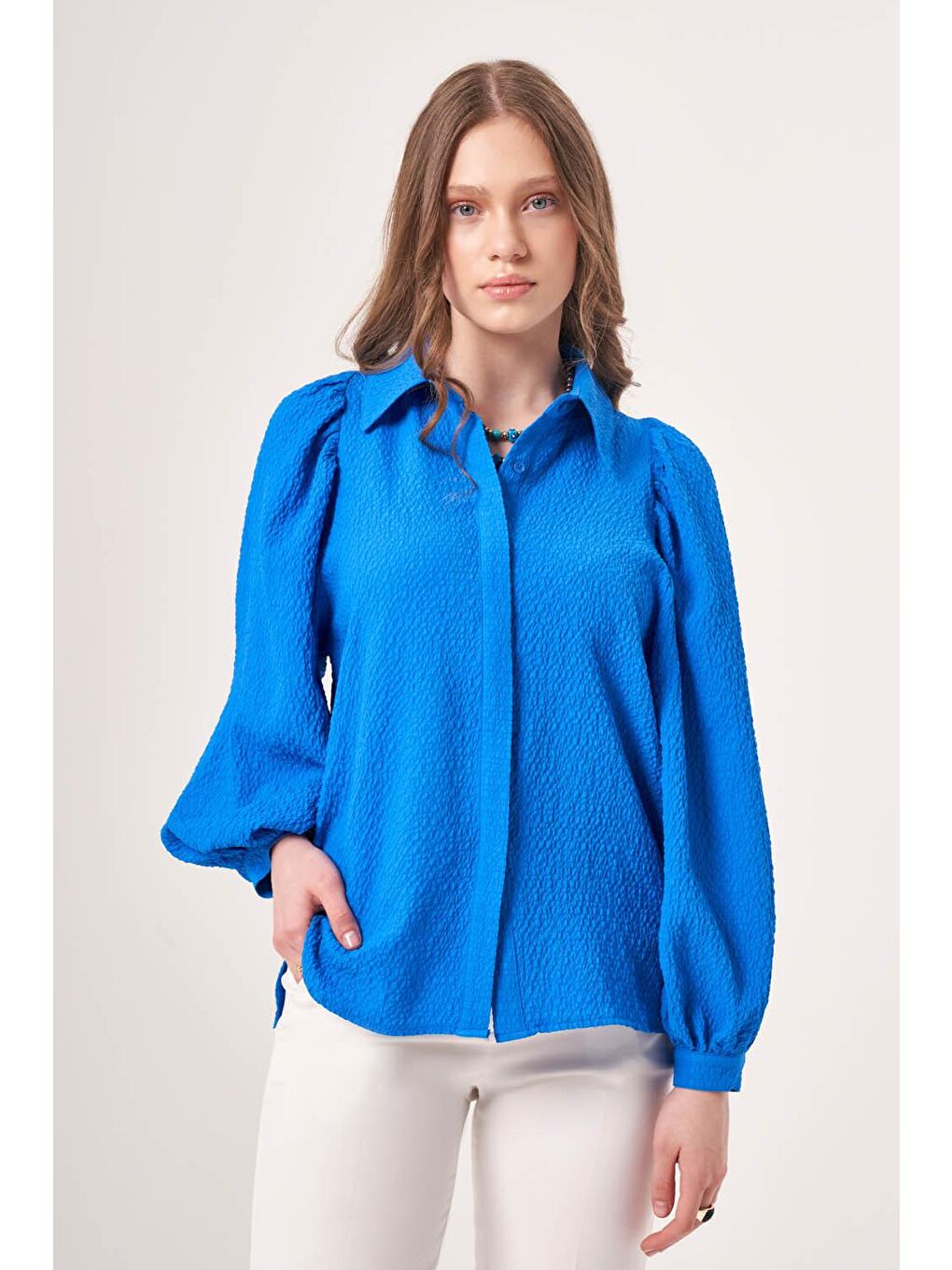 Jakar Dokulu Mavi Gömlek-1