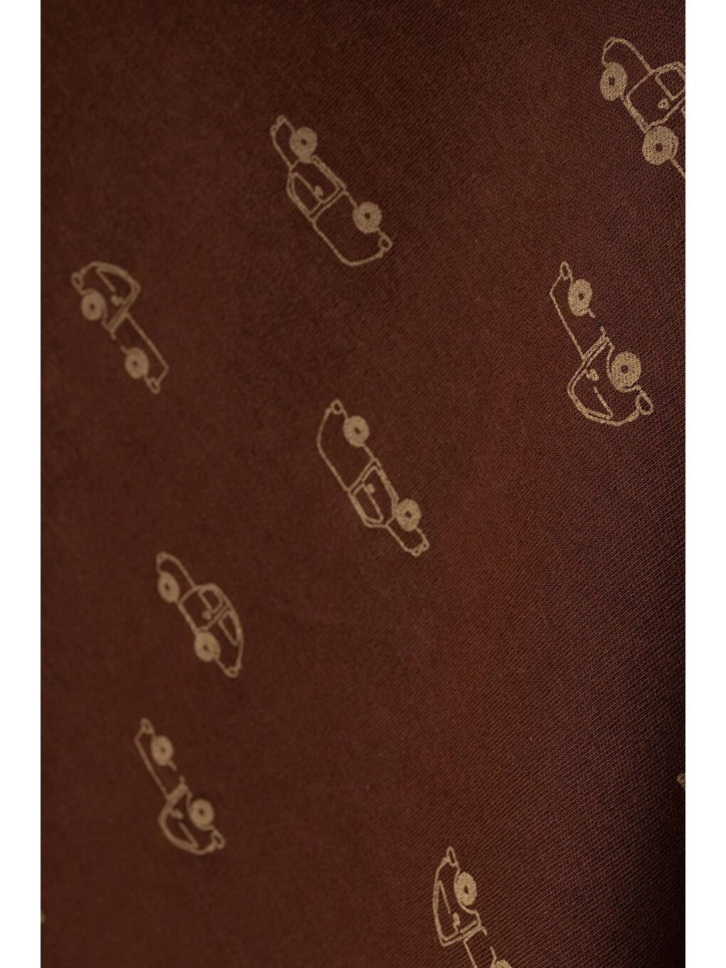 Kahverengi Araba Desenli İnterlok Battaniye 5000-1