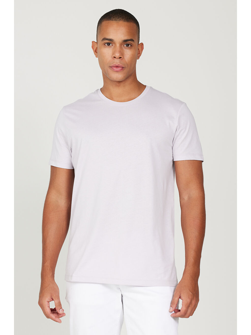 Erkek Lila Slim Fit Dar Kesim %100 Pamuk Bisiklet Yaka Kısa Kollu Tişört-3