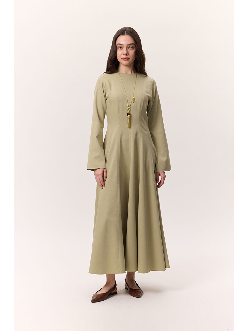 Kup Detaylı Elbise Soft Yeşil