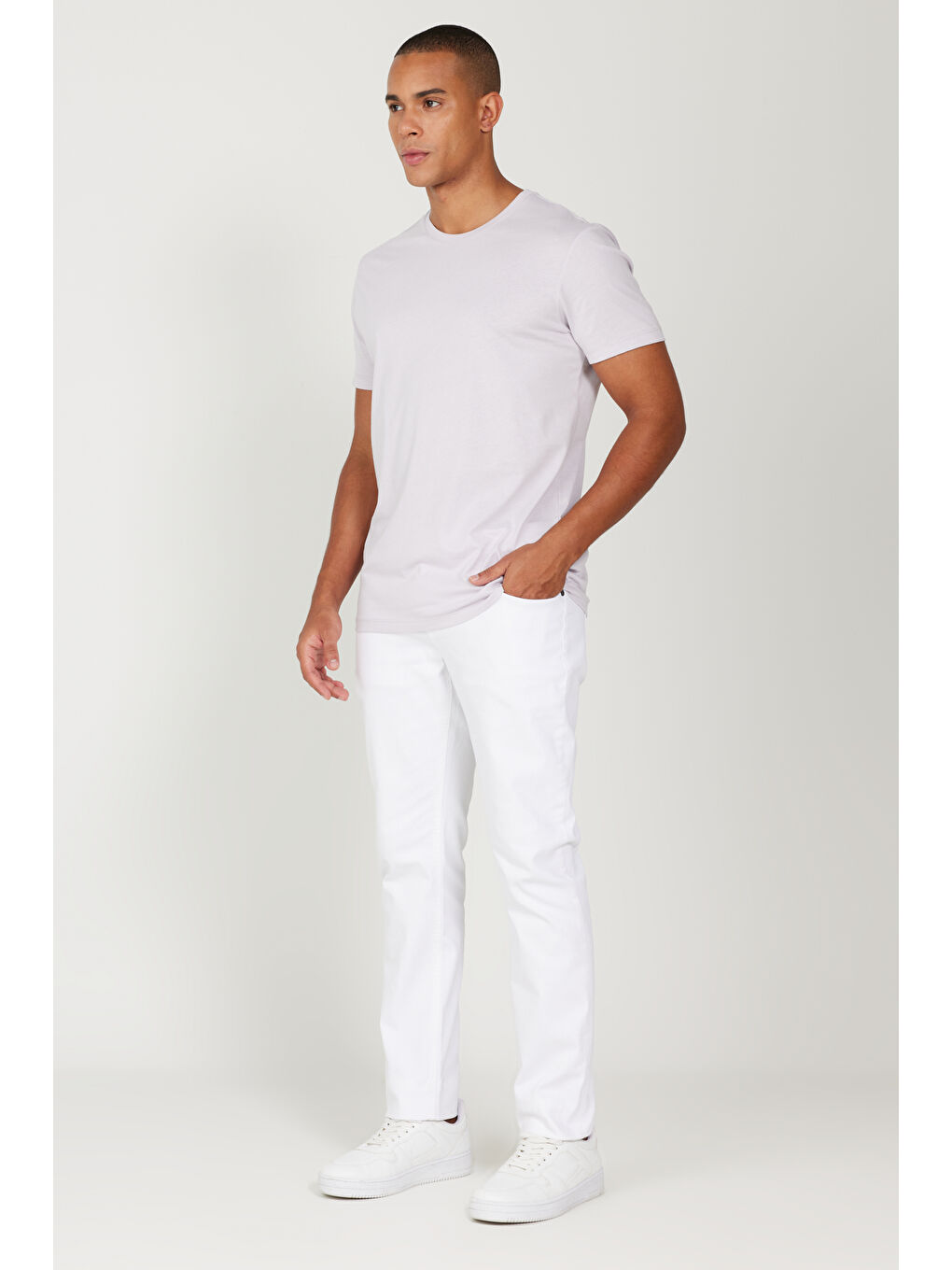 Erkek Lila Slim Fit Dar Kesim %100 Pamuk Bisiklet Yaka Kısa Kollu Tişört-2