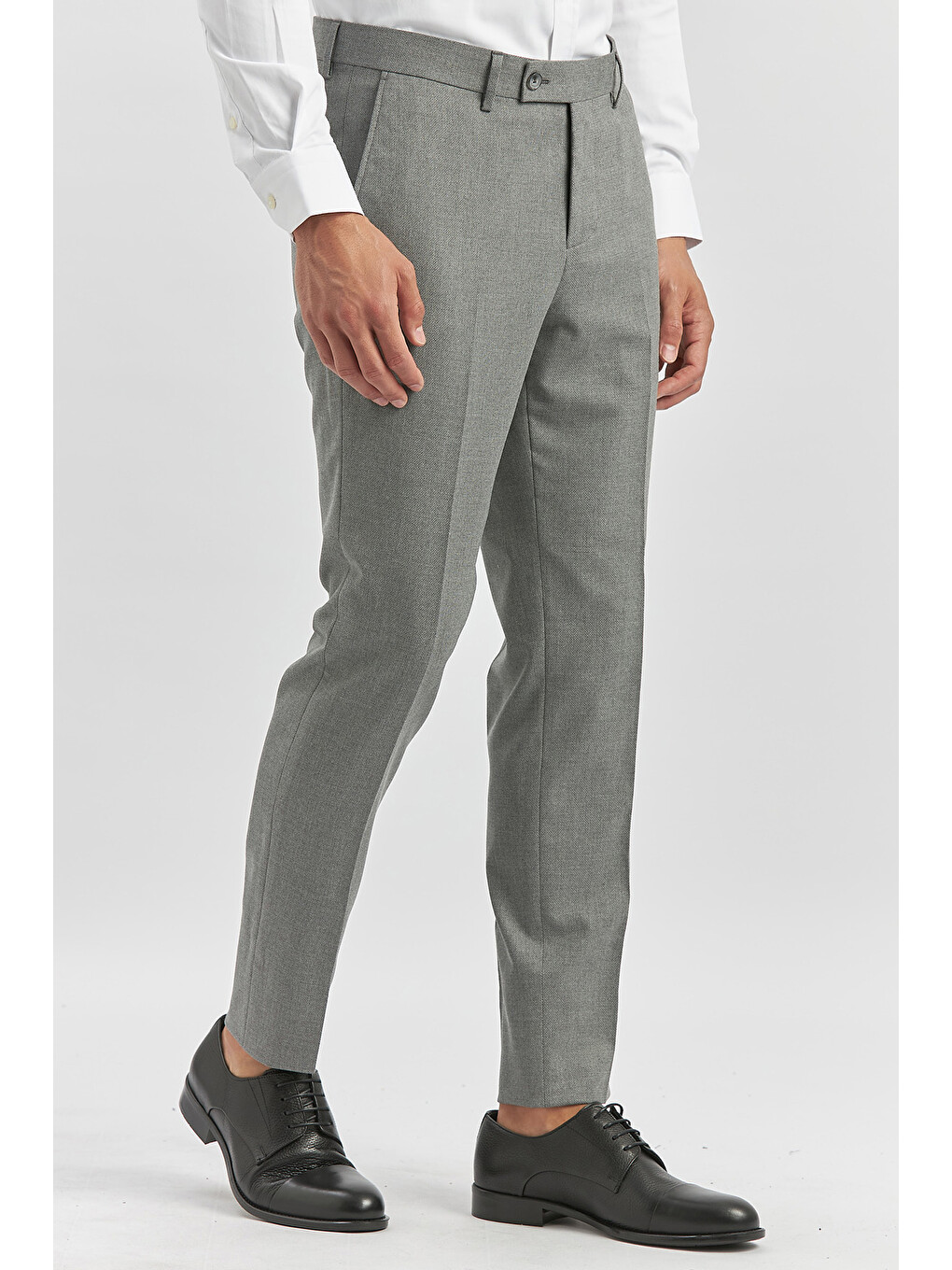 Gri Füme Esnek Yandan Cepli Slim Fit Classic Erkek Pantolon 1003240165-1