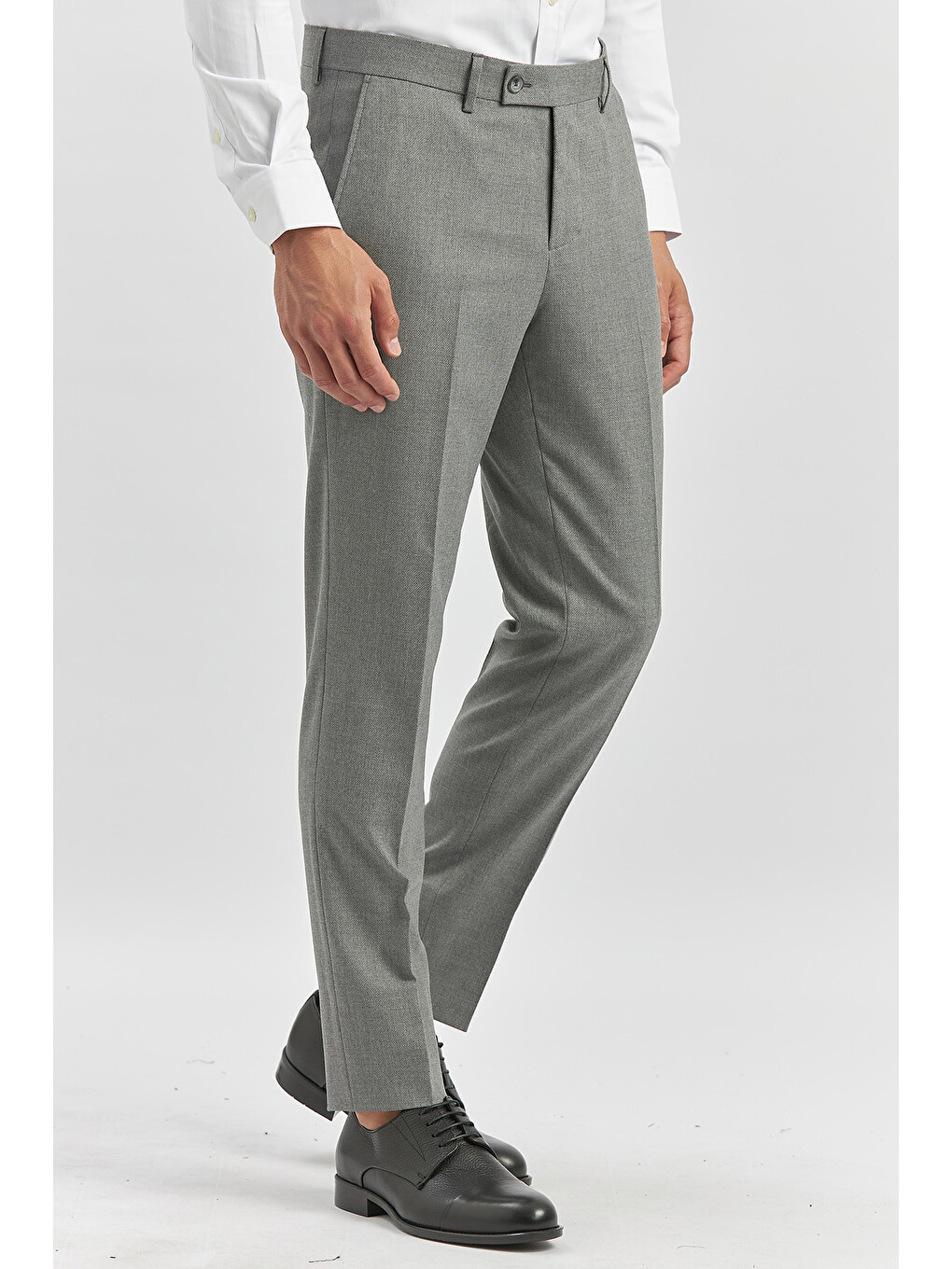 Gri Füme Esnek Yandan Cepli Slim Fit Classic Erkek Pantolon 1003240165-2