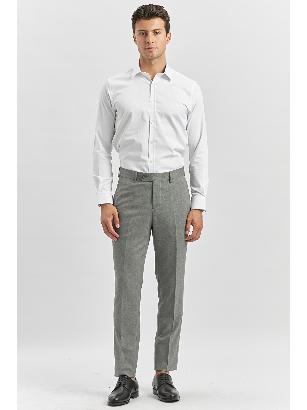 Gri Füme Esnek Yandan Cepli Slim Fit Classic Erkek Pantolon 1003240165-3