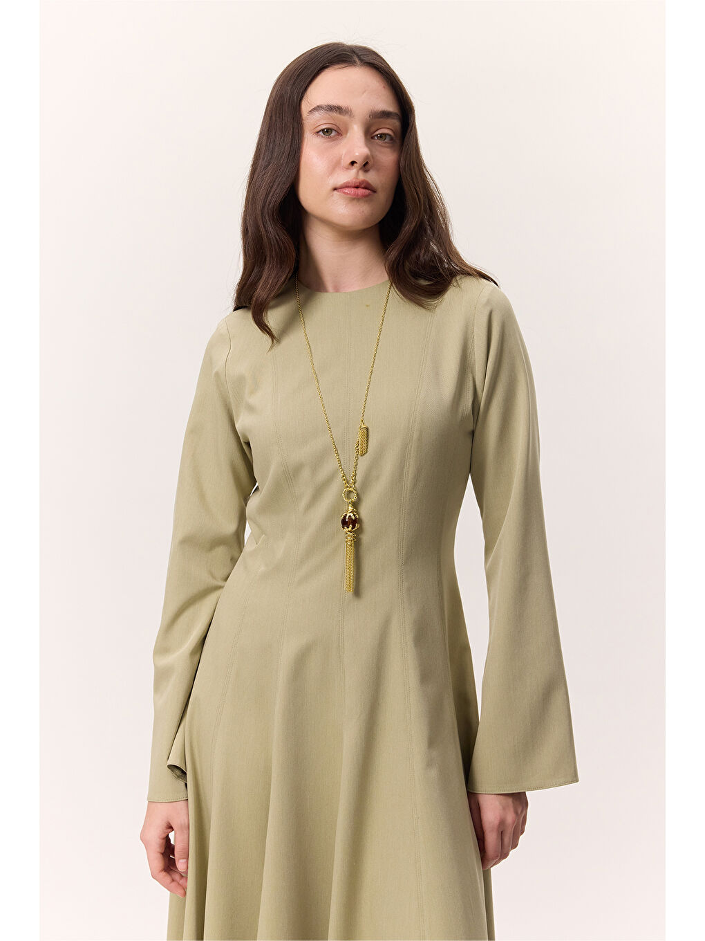 Kup Detaylı Elbise Soft Yeşil-1