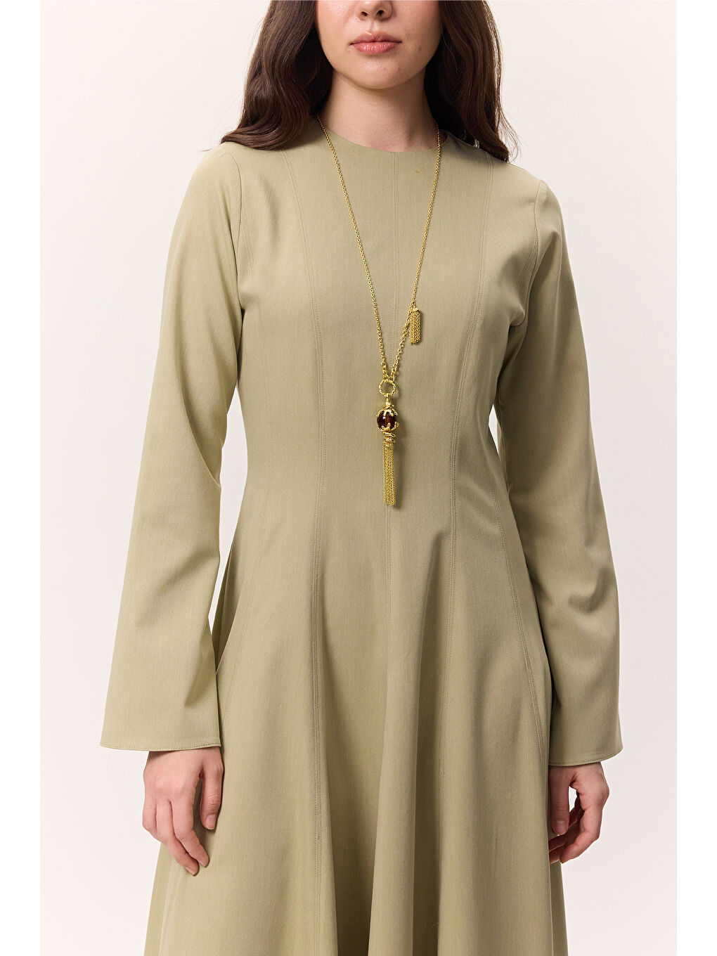 Kup Detaylı Elbise Soft Yeşil-2