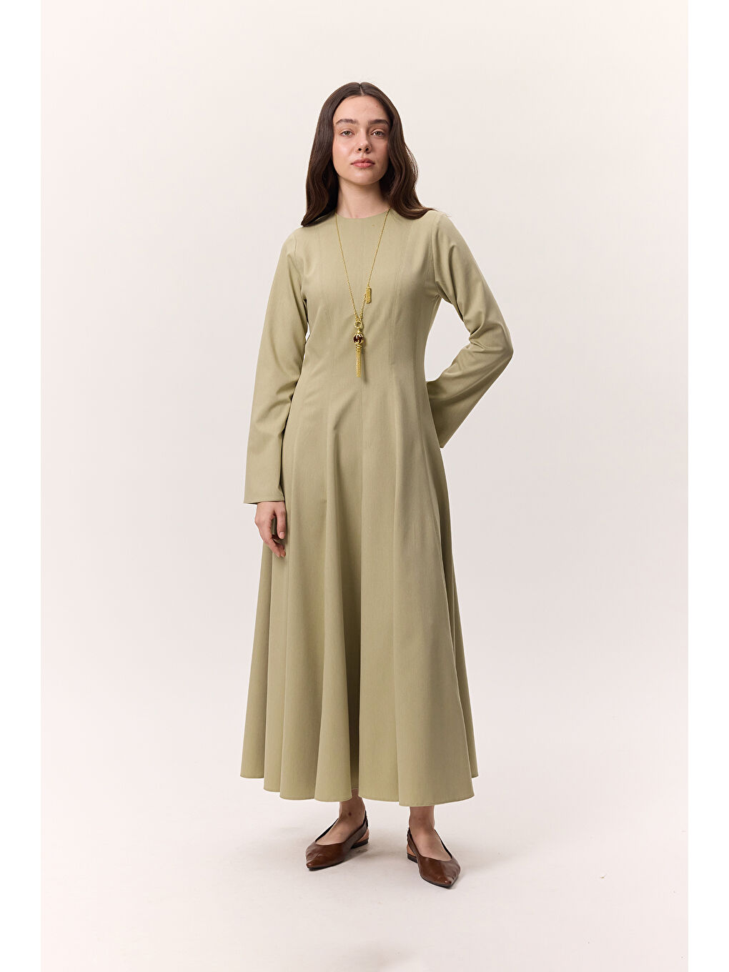 Kup Detaylı Elbise Soft Yeşil-4