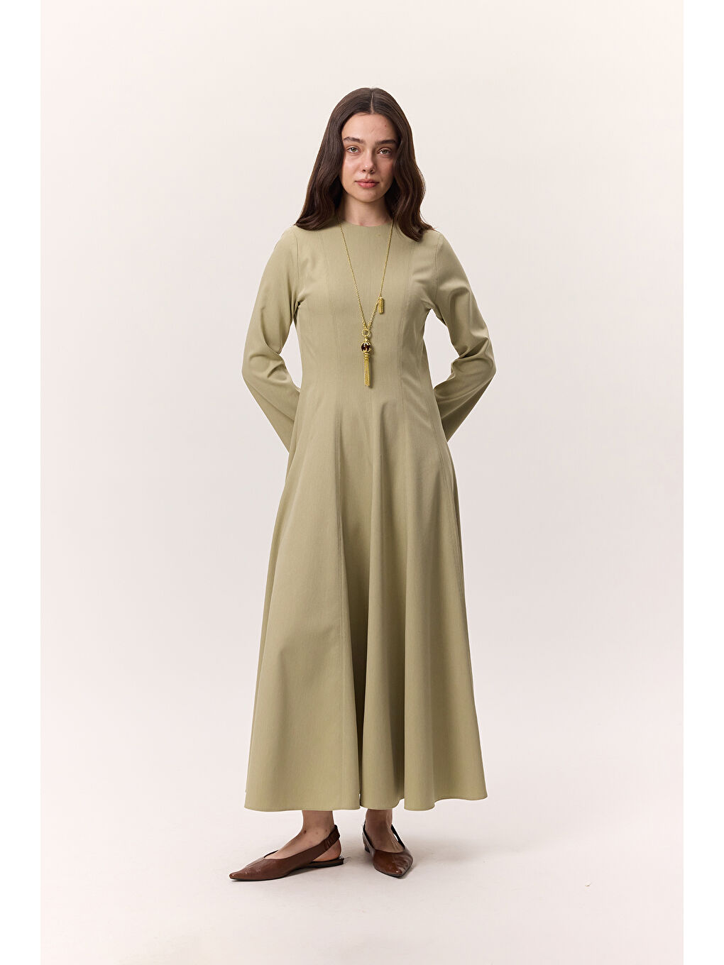 Kup Detaylı Elbise Soft Yeşil-5