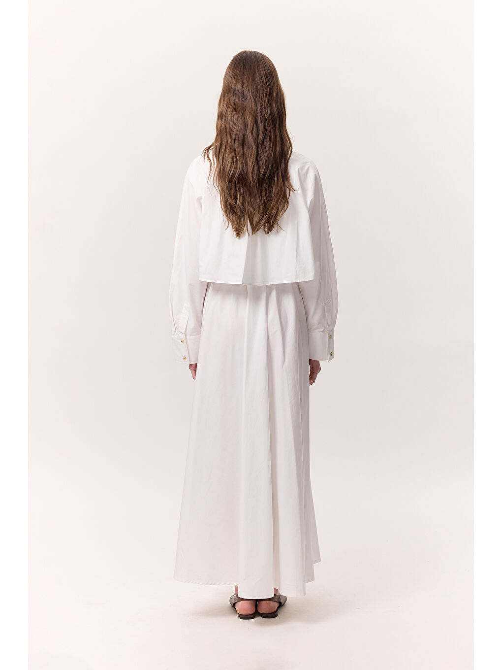 Trenç Tarz Gömlek Elbise Ekru-7