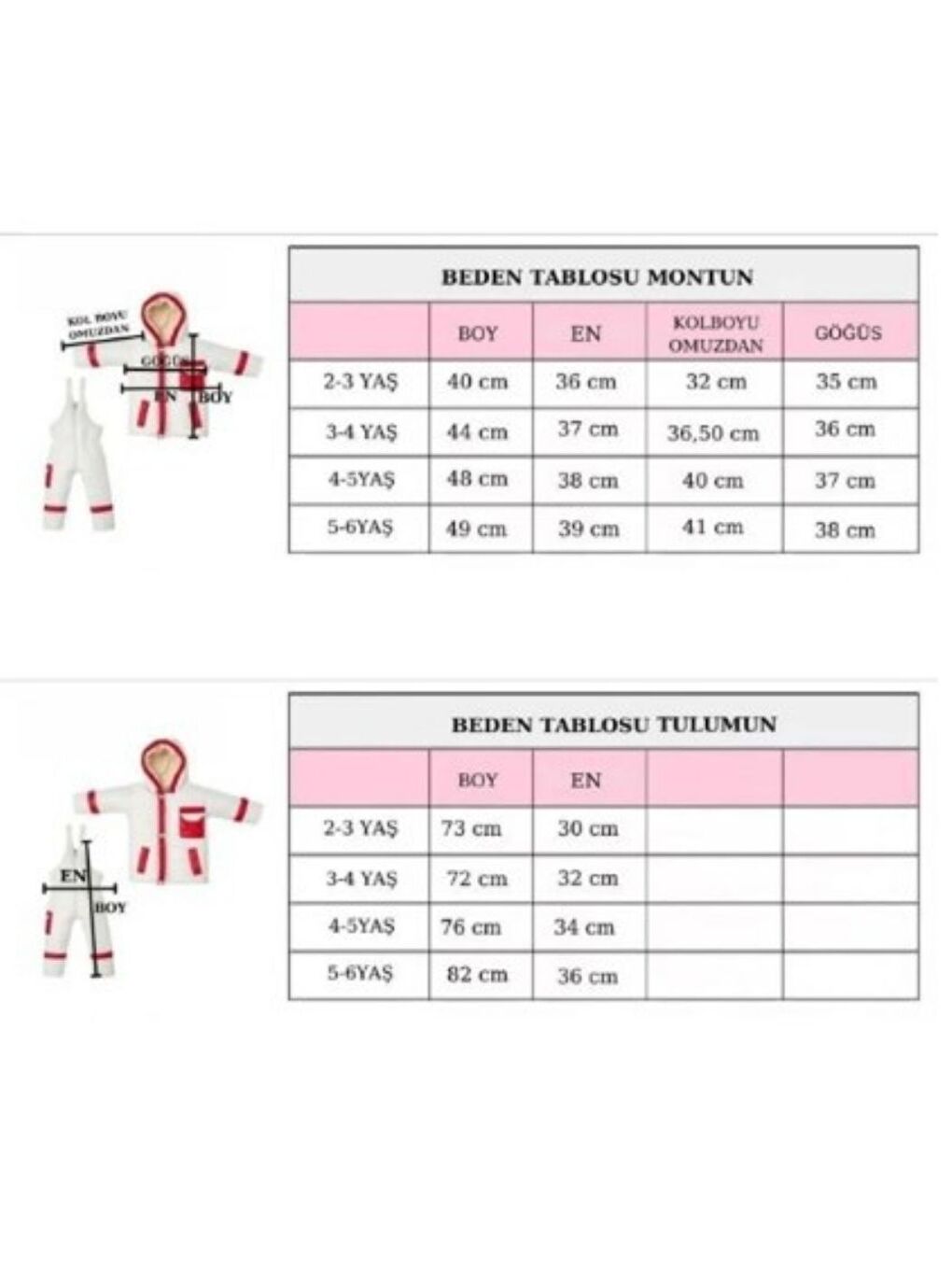 Beyaz İkili Çocuk Kayak Mont Takımı Kışlık Elyaf Dolgulu-1