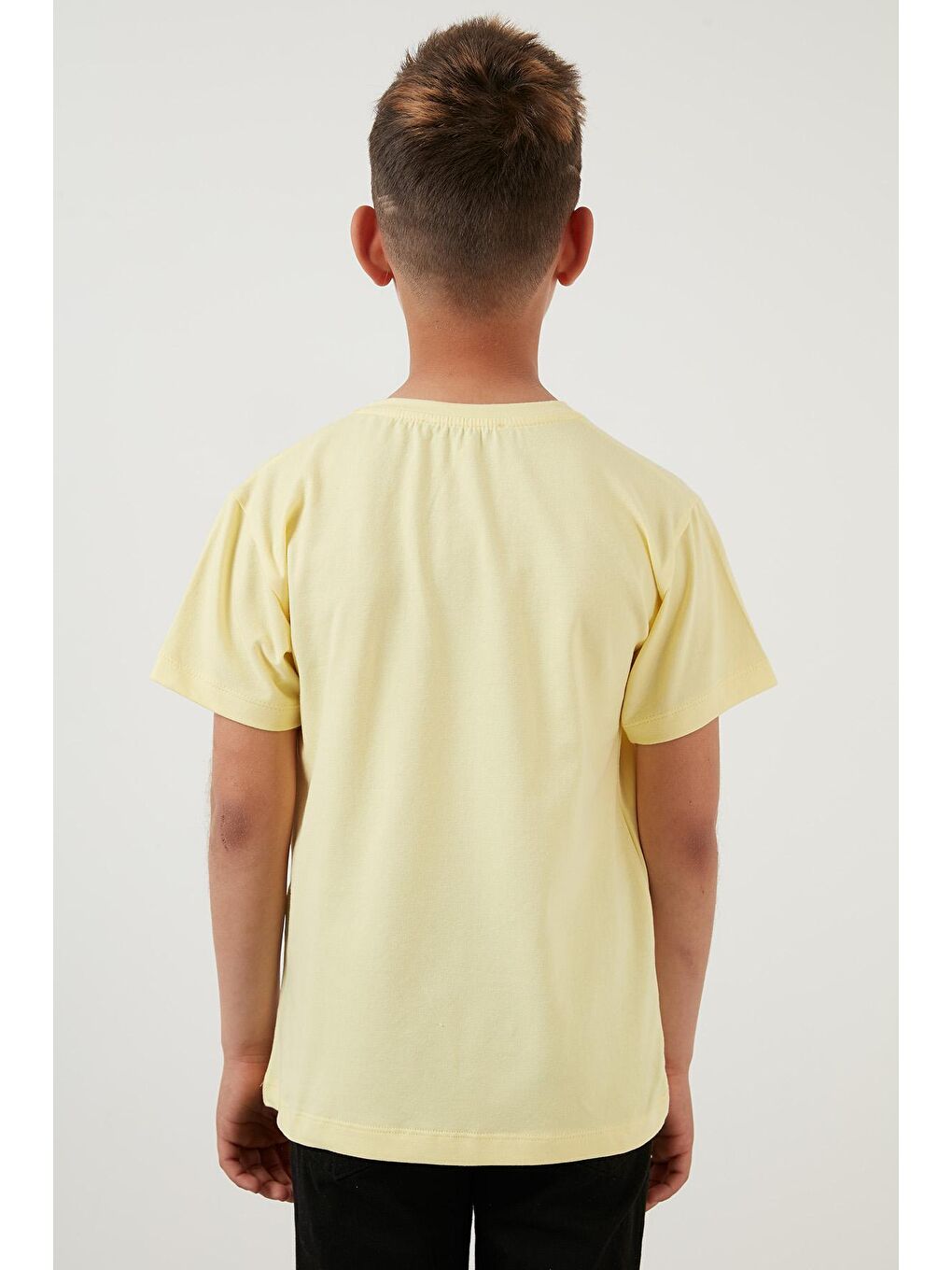 Sarı Baskılı Bisiklet Yaka Pamuklu T Shirt 6211012-4