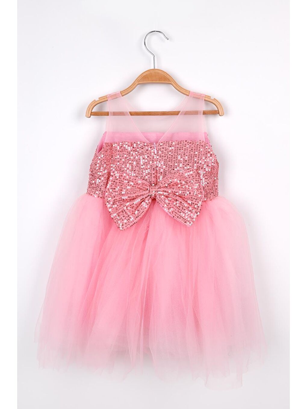 Pembe  Payetli Aksesuar Detaylı Kız Çocuk Elbise - Balenca-4