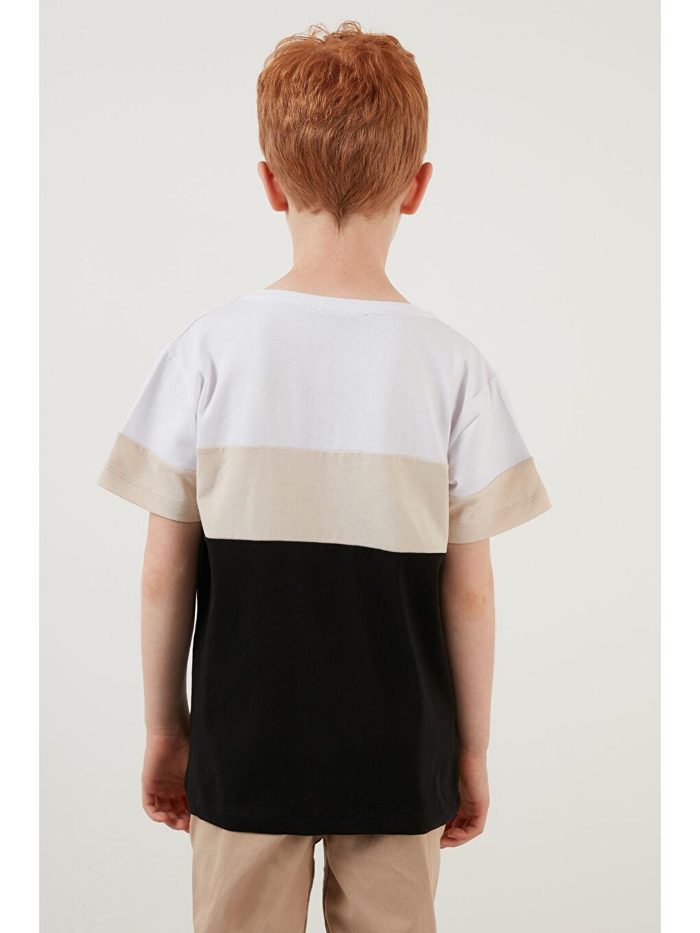 Kahverengi Renk Bloklu Bisiklet Yaka Pamuklu T Shirt 6211013-4