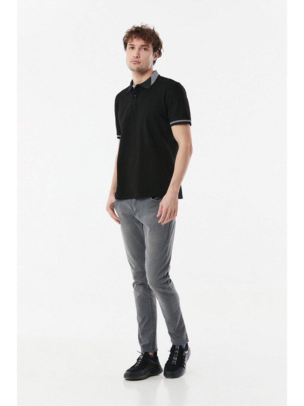 Gri Eskitme Görünümlü Skinny Jean Pantolon