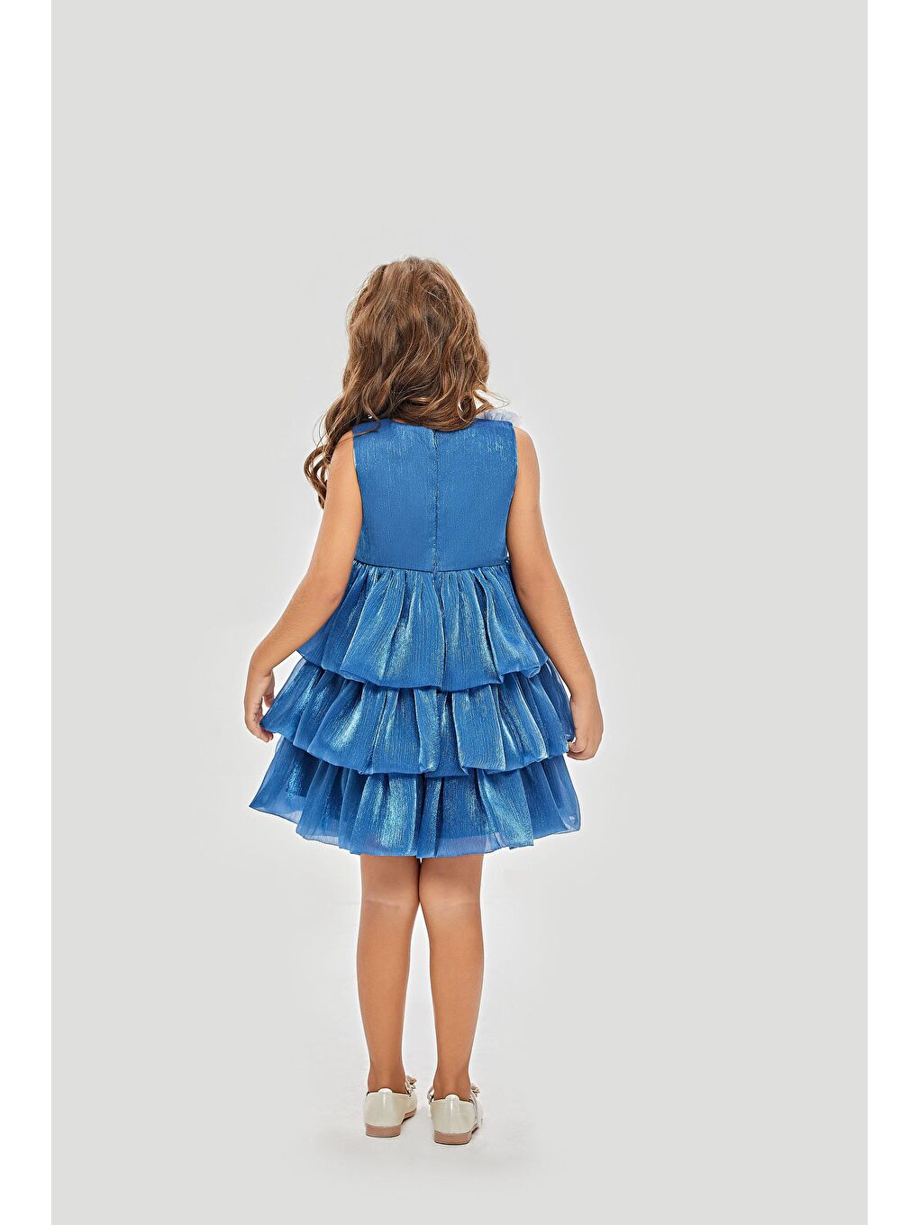 Mavi Çantalı Önü Kat Kat Abiye-1