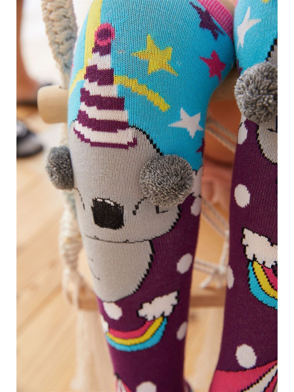 Karışık Kız Çocuk Circus Koala Dizaltı Çorap Desenli-3