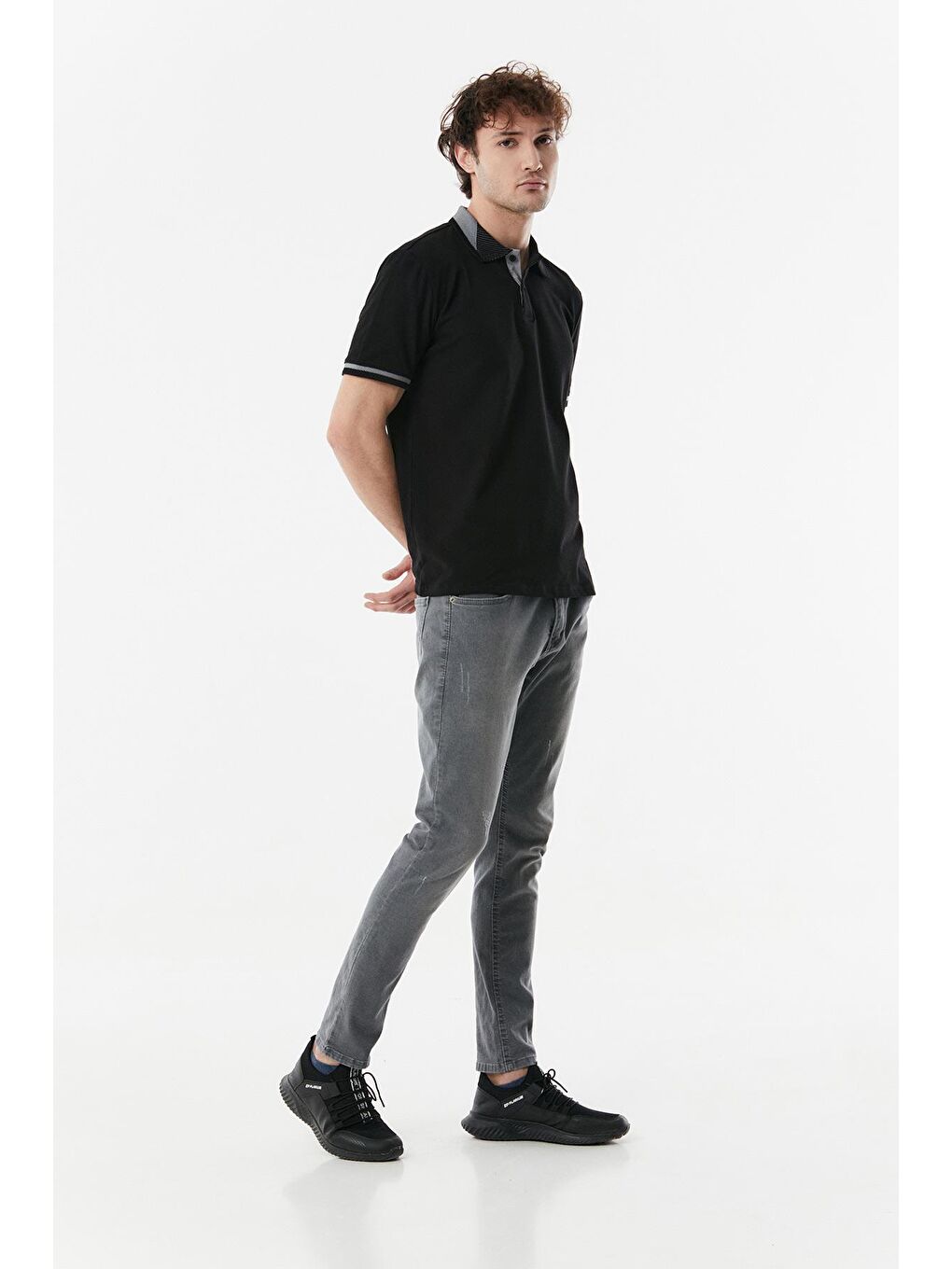 Gri Eskitme Görünümlü Skinny Jean Pantolon-2