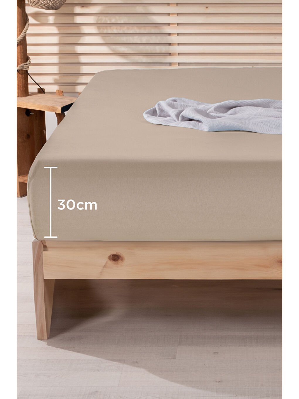 Ranforce %100 Pamuk 160x 200 Çift Kişilik Lastikli Çarşaf Bej-1