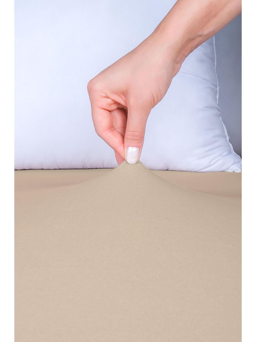 Ranforce %100 Pamuk 160x 200 Çift Kişilik Lastikli Çarşaf Bej-2